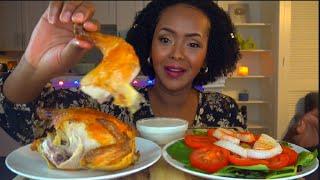 ASMR/Mukbang * OVEN BAKED CORNISH HEN * اكل فروجة مع السلطة