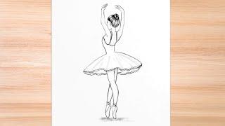 Ballerina dancing girl beautiful drawing