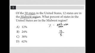 Of the 50 states in the United States, 12 states are in the Midwest region.  What percent of.....