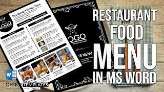 How to Design Printable Restaurant Food Menu Card in MS Word | DIY Food Menu Template