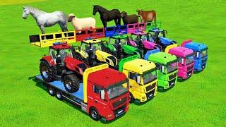 TRANSPORTING COWS, SHEEPS, GOATS, HORSES, BULLS WITH COLORED MINI TRACTORS! - Farming Simulator 22