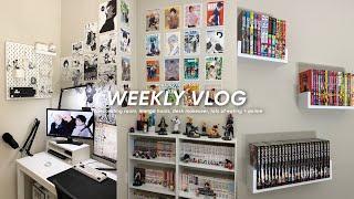 weekly vlog   ;; redecorating room,  manga hauls, desk makeover,  lots of eating + anime !