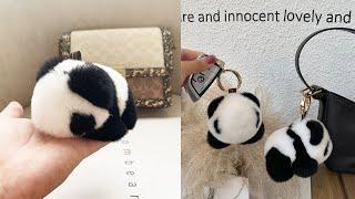 Fluffy Panda Stuffed Plush Bag Charm