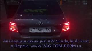 Активация перемигивания передних ДХО и задних габаритов с поворотников Skoda Octavia A7 vagcomperm