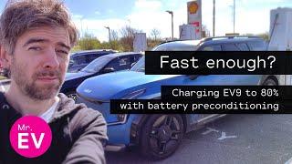 Kia EV9 rapid charge speed: up to 80% on a spring day with battery preconditioning