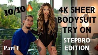 4K SHEER TRANSPARENT BODYSUIT TRY ON FEATURING STEPBRO | Samantha TryOn @TransparentlySamantha