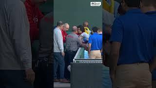 Phillies fan falls in to Red Sox bullpen, carted out by medical personnel #Shorts
