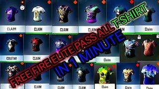 | All ELITE PASS T-SHIRTS | IN 1 MINUTE | ALL ELITE PASS BUNDLE |#freefire #gaming @LOKESHGAMER