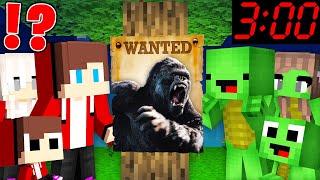 Scary KING KONG is WANTED by JJ and Mikey Family At Night in Minecraft! - Maizen