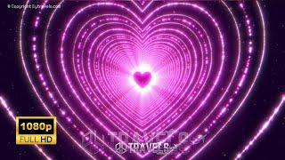 Neon Lights Love Heart Tunnel and Romantic Abstract Glow Particles 4K Moving Wallpaper Background