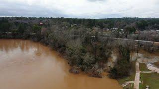 Drone flyover of Amerson River Park in Macon after recent flooding