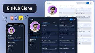 Building a Dynamic GitHub Clone from Scratch with HTML, CSS, and JavaScript  ||  Source Code 