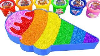 Satisfying Video DIY How To Make Rainbow Ice Cream Bathtub With Glitter Slime Cutting ASMR