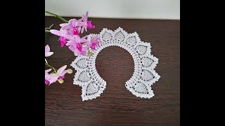 Ажурный ананасовый воротничок. МК часть 2 (10-15). Openwork crochet napkin.