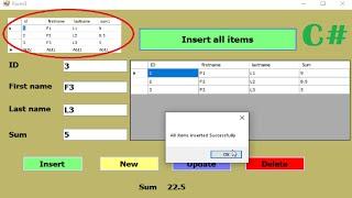 C# tutorial for Beginners -  insert all items dataGridView into SQL database server