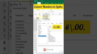 Display Numbers to Lakhs in Excel | Excel Tips #shorts