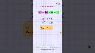 Suma de polinomios.  Algebra de Baldor.  Ejercicio 17_(1)