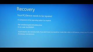 How to Fix Windows Error 0xc0000605 (Recovery - Your PC/Device needs to be repaired) Blue Screen