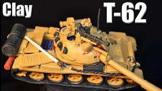 Tank T-62 with crew and interior inside!Creation and History. Handmadef tank model- CLAY(plasticine)