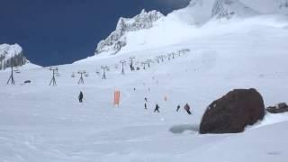 Eric skiing Timberline -- bottom of the Palmer lift
