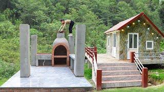Building The Large-Sized Wood Stove With Chimney, Kitchen Floor Tiles - Alone Build Dream House