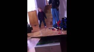 RC truck crashes into Christmas tree fail