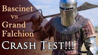 Helmet crash test. Falchion, mace, poleaxe, halberd against bascinet!