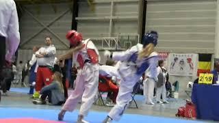 Taekwondo girl face kick.