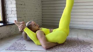 yoga exercise - legs behind the head | Contortion and Gymnastics Training . Workout Flexible Legs.