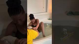 Mommy catches her own baby!