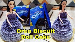Oreo Biscuit Doll Cake In Cooker | Oreo Doll Cake Design At Home | Eggless Barbie Cake Without Oven