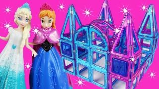 FROZEN ELSA Builds MAGNETIC Tile ICE PRINCESS CASTLE PALACE Build Your Own Educational Fun 62 pieces