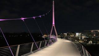 Dublin Ohio Walking Bridge Day and Night