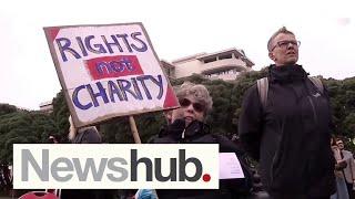 Protester confronts Disability Minister over changes to disability funding | Newshub