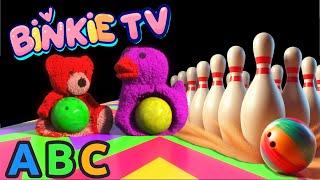  Kinetic Sand Shapes, Numbers, Alphabet, Colors Smash: Bowling Ball Bonanza! Binkie TV 