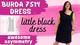 Burdastyle 7514.  Asymmetry rules.  My little black dress.