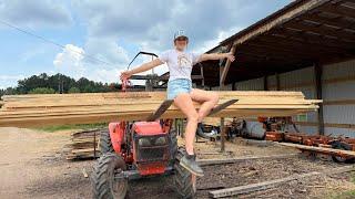 Running the SAWMILL in the SUMMER HEAT!!! (Big BARN upgrade!!!)