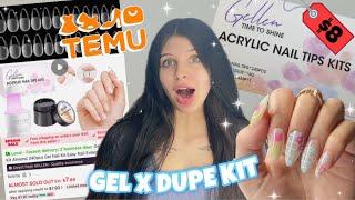 TRYING A $8 GEL X DUPE NAIL TIP KIT & SOLID GLUE GEL FROM TEMU | EASY & QUICK PASTEL SPRING NAIL ART