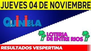 Resultados Quinielas Vespertinas de Córdoba y Entre Ríos, Jueves 4 de Noviembre