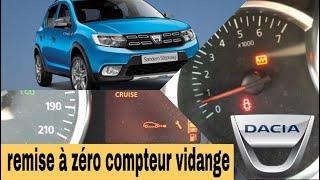 remise à zero compteur vidange dacia tt modèles à partir de 2019 sans valise