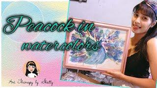 Peacock in watercolors | Painting for beginners | Watercolor | ART THERAPY by Shelly