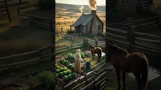 Peaceful Village Life 1800s Frontier  | Grace tending the garden on the homestead. #villagelife
