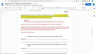 Creating Concluding Sentences Assignment Instructions