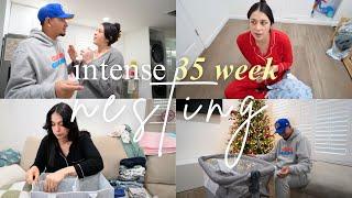 35 week INTENSE nesting vlog: bassinet, laundry, decluttering to prepare for baby brother🩵