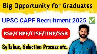 Good Opportunity For Graduates | UPSC CAPF Recruitment 2025 | BSF/CISF/CRPF/ITBP/SSB Job Update