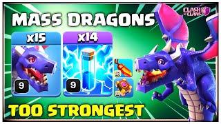 TOO STRONGEST!! TH14 Mass Dragons Attack with 14 Lighting Spell | Th14 Attack in Clash of Clans