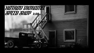 Hotrod/ratrod speedshop diorama in 1:18 scale, handmade