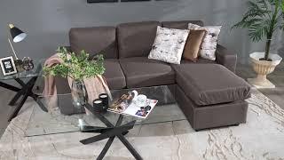 Lara Right/Left Reversible Corner Sofa - Brown