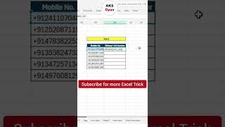 #shortvideo | Remove +91 from number | #excel #excelhacks  #shortsfeed #exceltips #excelformulas