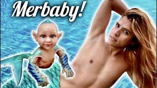 Merman Swims with MerBaby/ Sireno Nadando con Bebe Sirena